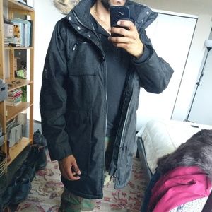 Military Style Parka / Coat with Hoodie Faux Fur